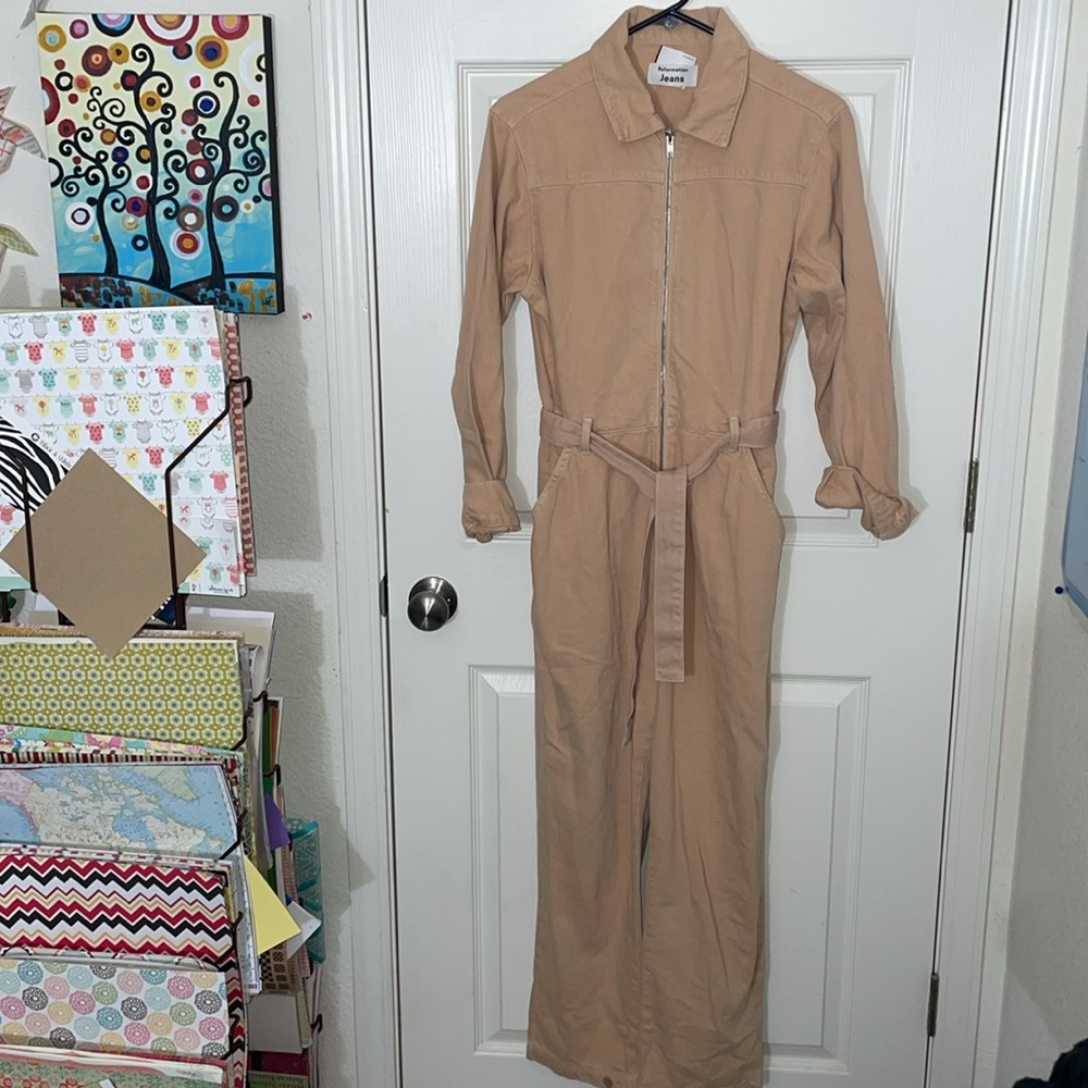 Reformation Ricky Boiler Jumpsuit dusty rose size 8 festival